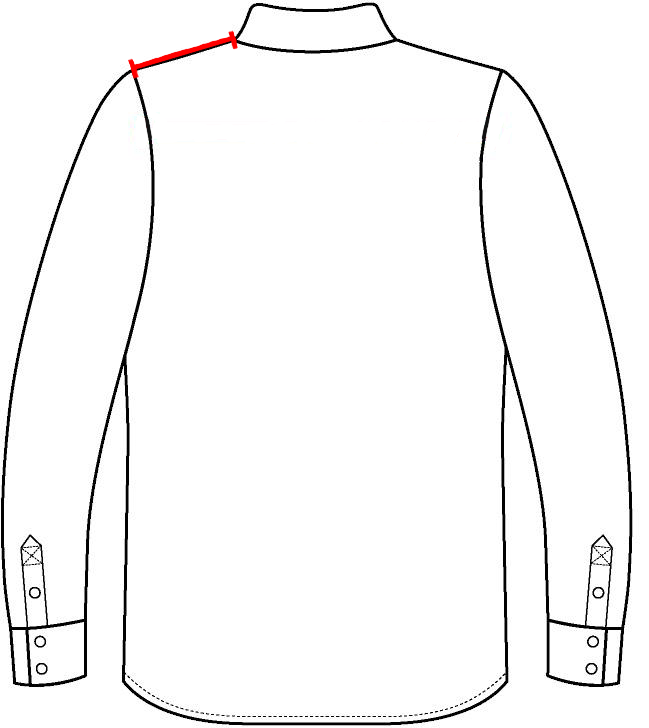 Zeichnung zum Ermitteln der richtigen Schulterlänge beim Herrenhemd