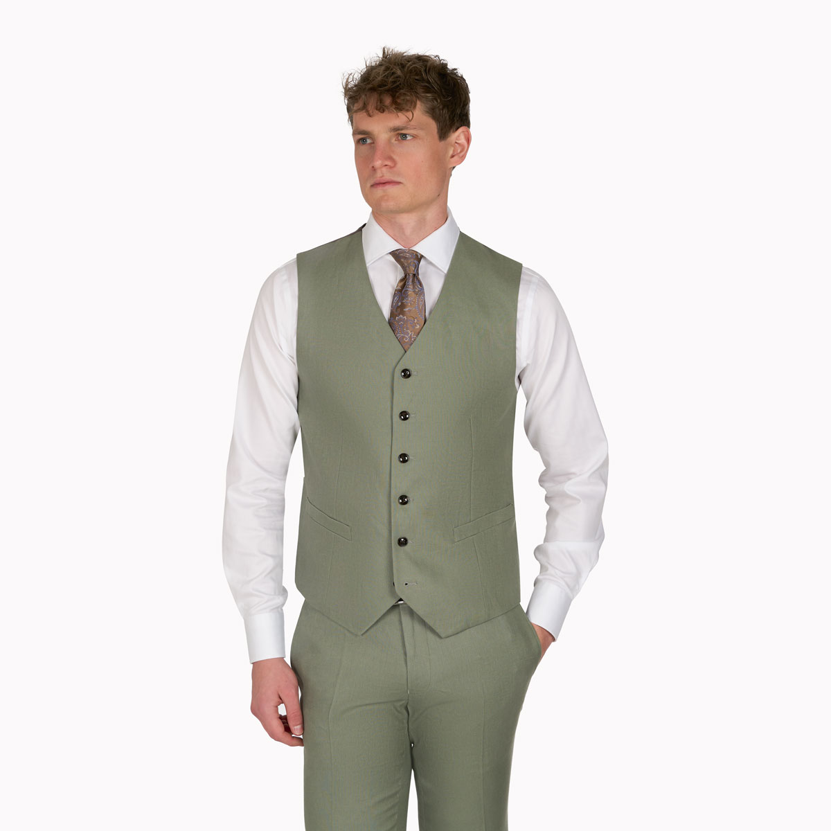 Slim Fit Weste aus Leinen in grün Slim Fit Weste aus Leinen in grün